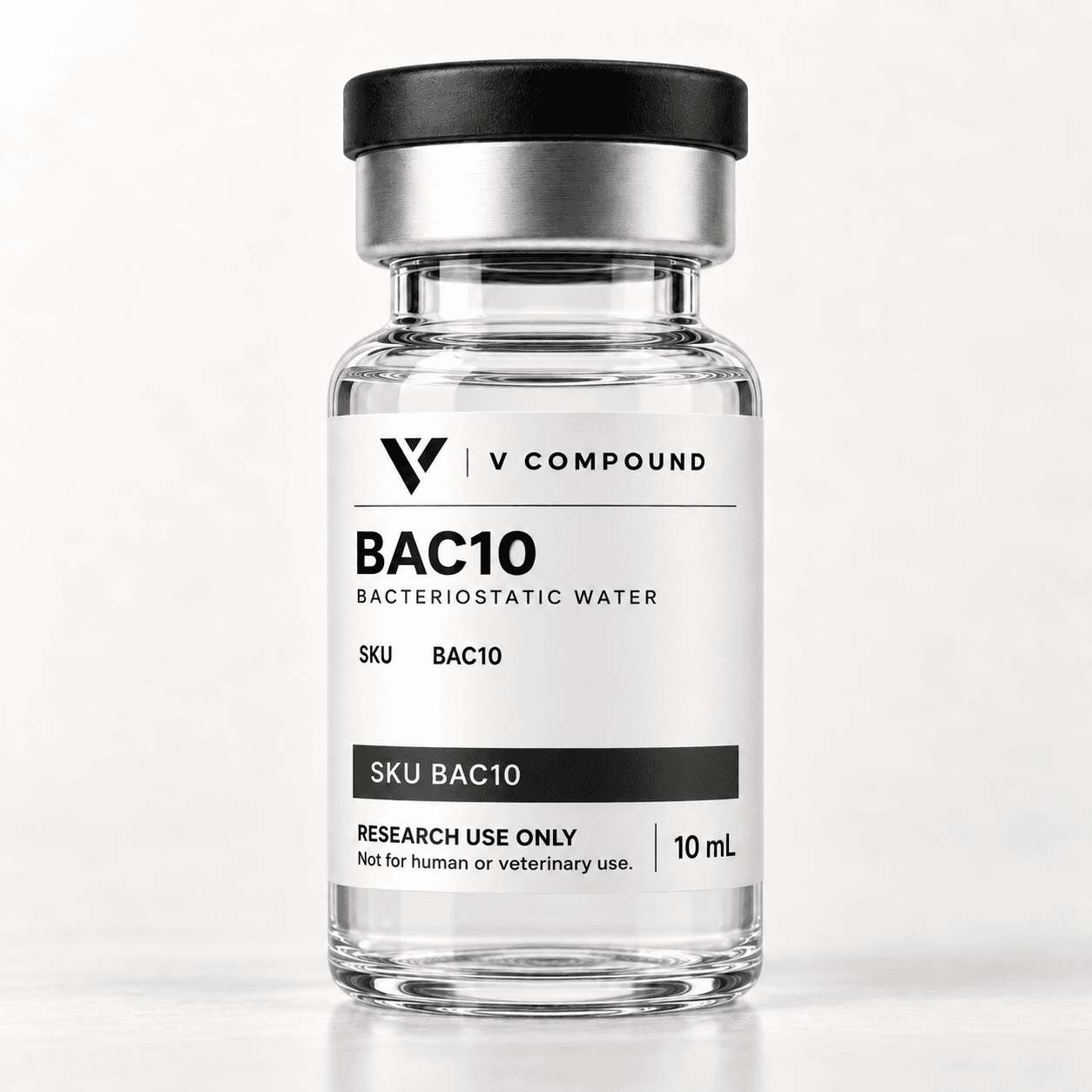 BAC10 V Compound supplied packaging mockup; corrected interim label design