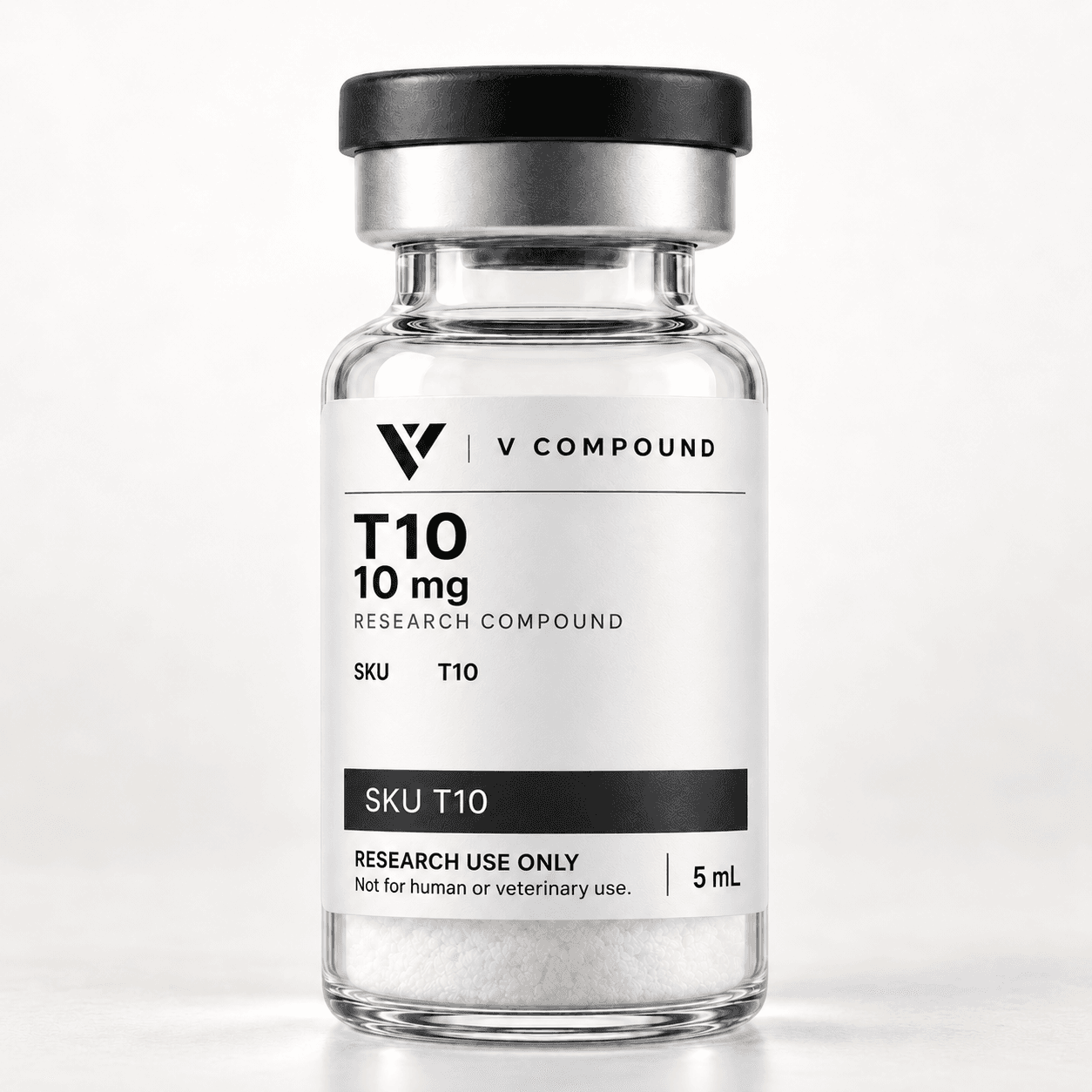 T10 V Compound supplied packaging mockup; corrected interim label design
